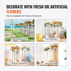 10 PCS 31.5 In. High Wedding Flower Stand, with Acrylic Laminate, Metal Vase Col