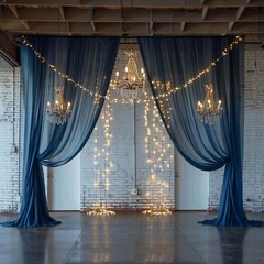 5ft x 32ft NAVY BLUE Premium Chiffon Sheer Backdrop CURTAIN PANEL Drape Party