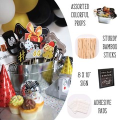 60th Birthday Photo Booth Props – 31-pc Selfie Props with 8 x 10-Inch Sign, 4…