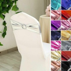 Metallic Spandex Chair Sashes Silver Round Buckles Wedding Decorations Sale