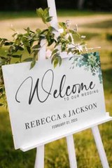 Custom Wedding Welcome Sign Green Flores Flower Outdoor Indoor Sign For Gift