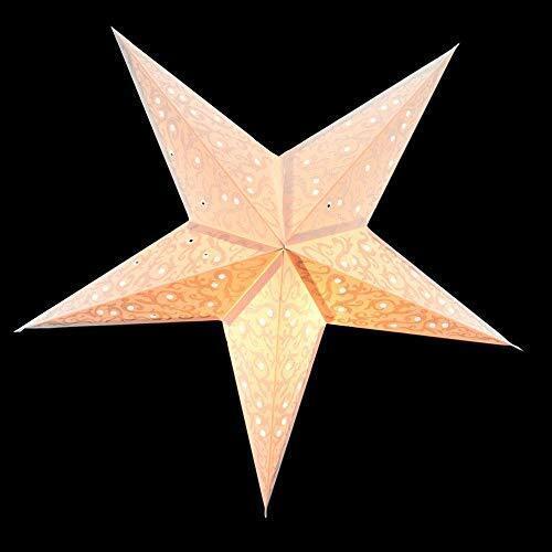 Quasimoon 24″ Silver Bramble Glitter Paper Star Lantern, Hanging Decoration b…