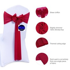 200 Chiffon Chair Sashes 7.5″ Wider Fuller Bow Wedding Party Multiuse Decoration