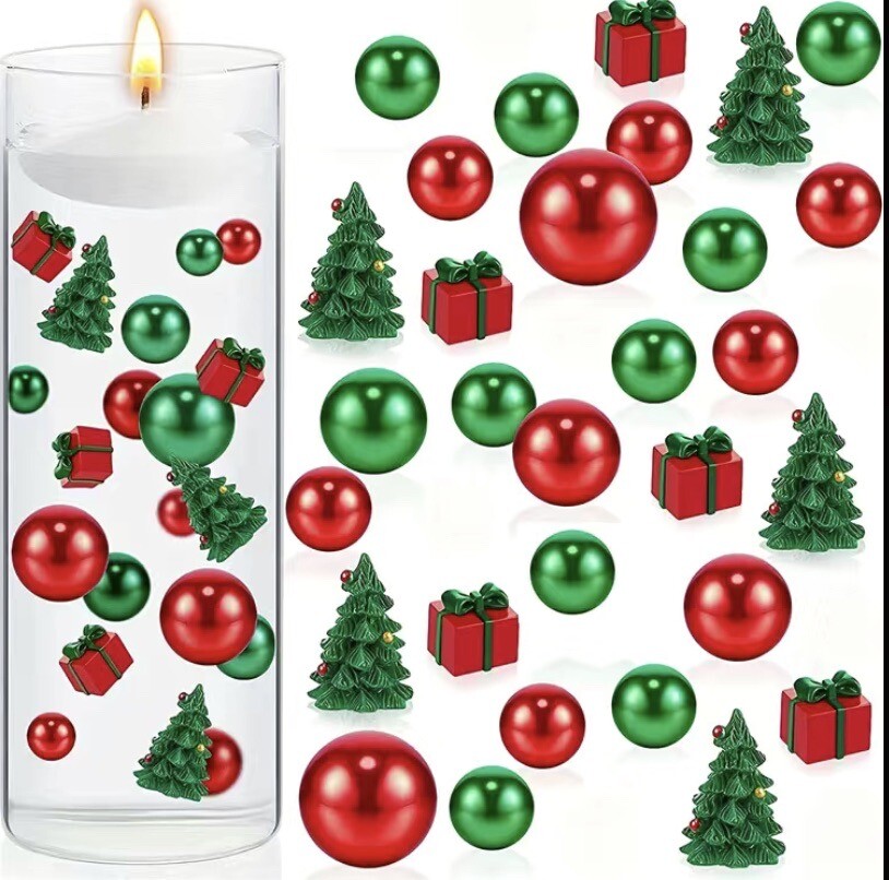 57pc Christmas Vase Filler Decor Floating Pearls DIY Crafts Holiday Table Party