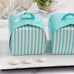10 pcs 3.5x3x3.5″ Wedding FAVOR BOXES Striped Cupcake Purse Decorations