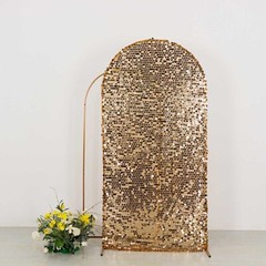 7 ft GOLD Big Payette Sequin Fitted Round Top Wedding Arch STAND COVER Party