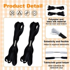 Table Bungees Tablecloth Strap Bands, 6 Pieces Black Elastic Windproof Band C…