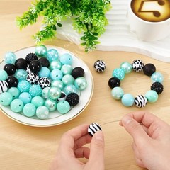 Whaline 50Pcs 20mm Cow Theme Beads 12 Styles Mixed Bubblegum Beads Set Green …