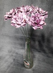 7 Handmade Paper Flowers on stems (Marbled Lt Purple) for Wedding, St. Valentine