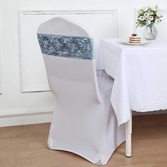 10 Dusty Blue Satin Rosettes Stretchable Spandex Chair Sashes Wedding