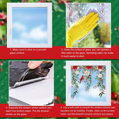 9 Sheets Christmas Floral Window Cling Stickers Hanging Poinsettia Flowers Eucal
