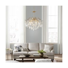 AGV LIGHTING CH012G K9 Crystal Chandelier, 6-Lights Modern Pendant Light Fixt…