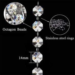 99Ft Acrylic Crystal Garland Strands – Hanging Chandelier Gem Bead Chain – 14Mm