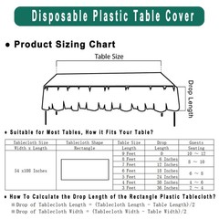 PARTY ULYJA Black Plastic Tablecloths 2 Pack Disposable Table Covers 54 x 108…