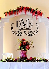 Elegant Wedding Monogram Custom Wall Vinyl Sticker Decal 22″h X 39″w
