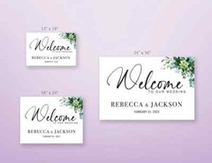 Custom Wedding Welcome Sign Green Flores Flower Outdoor Indoor Sign For Gift