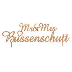 Custom Made Personalised Mr&Mrs + Surname Acrylic Wedding Cake Topper Decoration