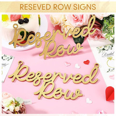 6 Pieces Wooden Reserved Row Signs for Wedding Chairs Wood Hanging Reserved Seat