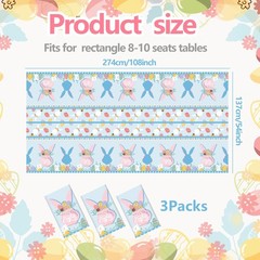 3 Pcs Easter Plastic Tablecloth,54 x 108 Inch Disposable Table Covers with Bu…