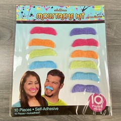 Awesome 80’s Party Pack Assorted Color Mustaches Accessory Fabric 2″