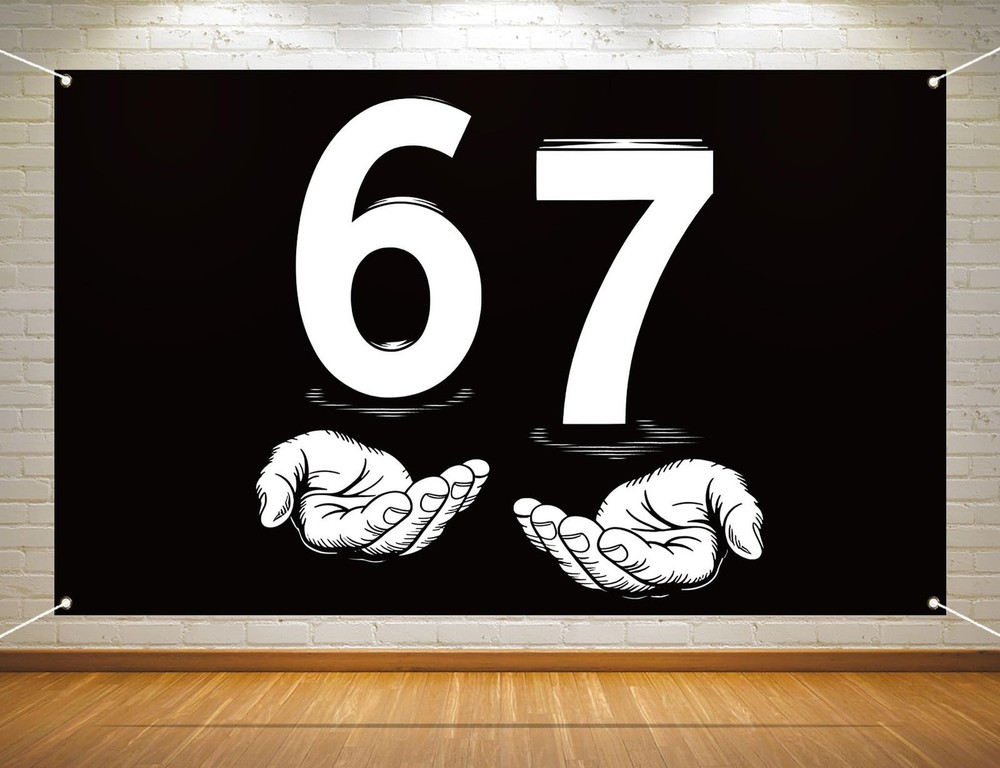 Funny 67 Meme Photo Booth Backdrop 6 7 Six Seven Birthday Party Decoration Wi…
