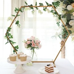 24″ Gold Hexagon Metal Flower FRAME Geometric Table Arch Centerpiece Party Event