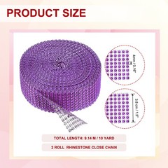 2 Roll 1.5″x20 Yard Crystal Rhinestones Mesh Ribbon Purple (4mm)