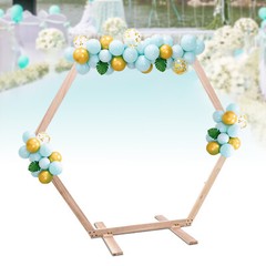 7.1 FT Hexagon Wood Wedding Arch Frame Decor Wood Hexagon Arch Backdrop Stand