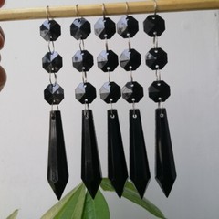 100pcs Acrylic Crystal Bead Pendant Black Garland Chandelier Hanging Wedding DIY