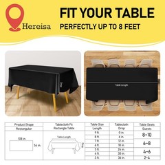 Black Plastic Tablecloths 2 Pack Disposable 54 x 108 Inch PEVA Opaque Rectang…
