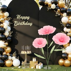 3 Heads Giant Floor Standing Artificial Hibiscus Flower With Base Wedding Event