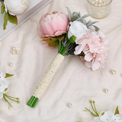 Dusty Pink Pre-Made Bridesmaids Bouquets Set of 4-7 inch Small Rustic Aritifi…