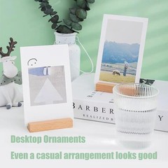 6 Pcs Wood Place Card Holders, Wooden Table Number Stands, Log color