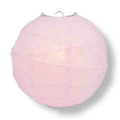 12″ Pink Round Paper Lantern, Crisscross Ribbing, Hanging Decoration