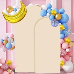 Spandex Arch Cover Set of 2 Arch Covers Stretchy Backdrop 6FT, 7.2FT Beige