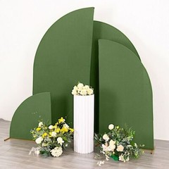 4 Matte OLIVE GREEN Fitted Spandex Half Moon Wedding Arch Backdrop STAND COVERS
