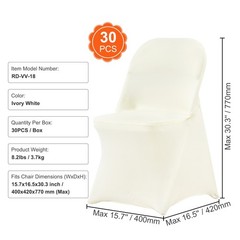 VEVOR 30/50/100PCS White Stretch Folding Chair Covers for Wedding Party Dining