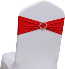 Red Chair Sashes 50 Pack, Spandex Red Chair Bands Bows for Wedding Party Birthda