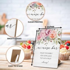 Mimosa Bar Sign, Mimosa Bar Supplies, Floral Brunch Decor, Flower Wooden Tabl…