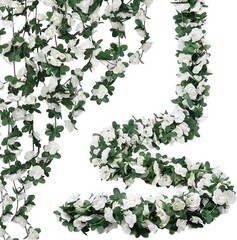 66 Ft Artificial Flower Garland, 8 Pcs Hanging Fake Rose Vines Silk White