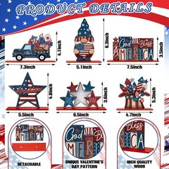 6 Pcs 4th of July Table Decorations Memorial Day Centerpiece Wooden Patriotic…