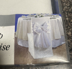 Lot of 2 Wilton Wedding Event Party Reception White Chair Wrap w/ bow