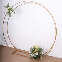 Gold 8 feet Metal Double Hoop BACKDROP STAND Wedding Arch Party Events Supplies
