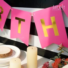 Letjolt Happy Birthday Banner Pure Roseo Party Signs Golden Sparkle Bunting F…
