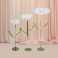 White Artificial Corn Poppy Flower For Wedding Decoration Party Banquet Set Of 3