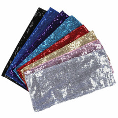 10/25/50/100Pcs Spandex Stretch Sequin Chair Sashes Bow Band Wedding Party Decor