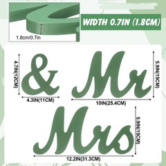 Sage Green 3 Pcs Mr & Mrs Table Decor – Rustic Wedding Centerpieces & Photo Prop