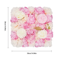 3D Flower Wall Panel-12pcs Artificial Flower Wall Background Silk Rose Wedding