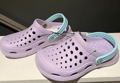 Joybees Kids Lavender Clogs Size 12 with Aqua Strap • Lightweight Slip-On Shoes