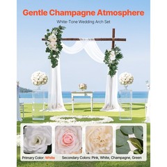 Uimoso Artificial Wedding Arch Flowers Kit White With 2 Pcs Flowers 2 Pcs Drapes